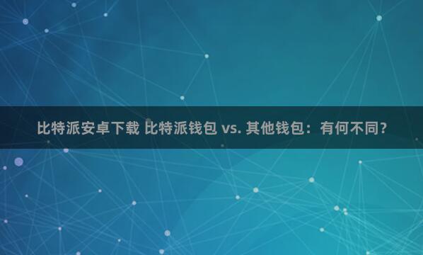 比特派安卓下载 比特派钱包 vs. 其他钱包：有何不同？