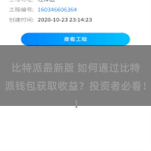 比特派最新版 如何通过比特派钱包获取收益？投资者必看！