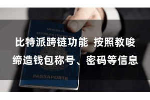比特派跨链功能  按照教唆缔造钱包称号、密码等信息